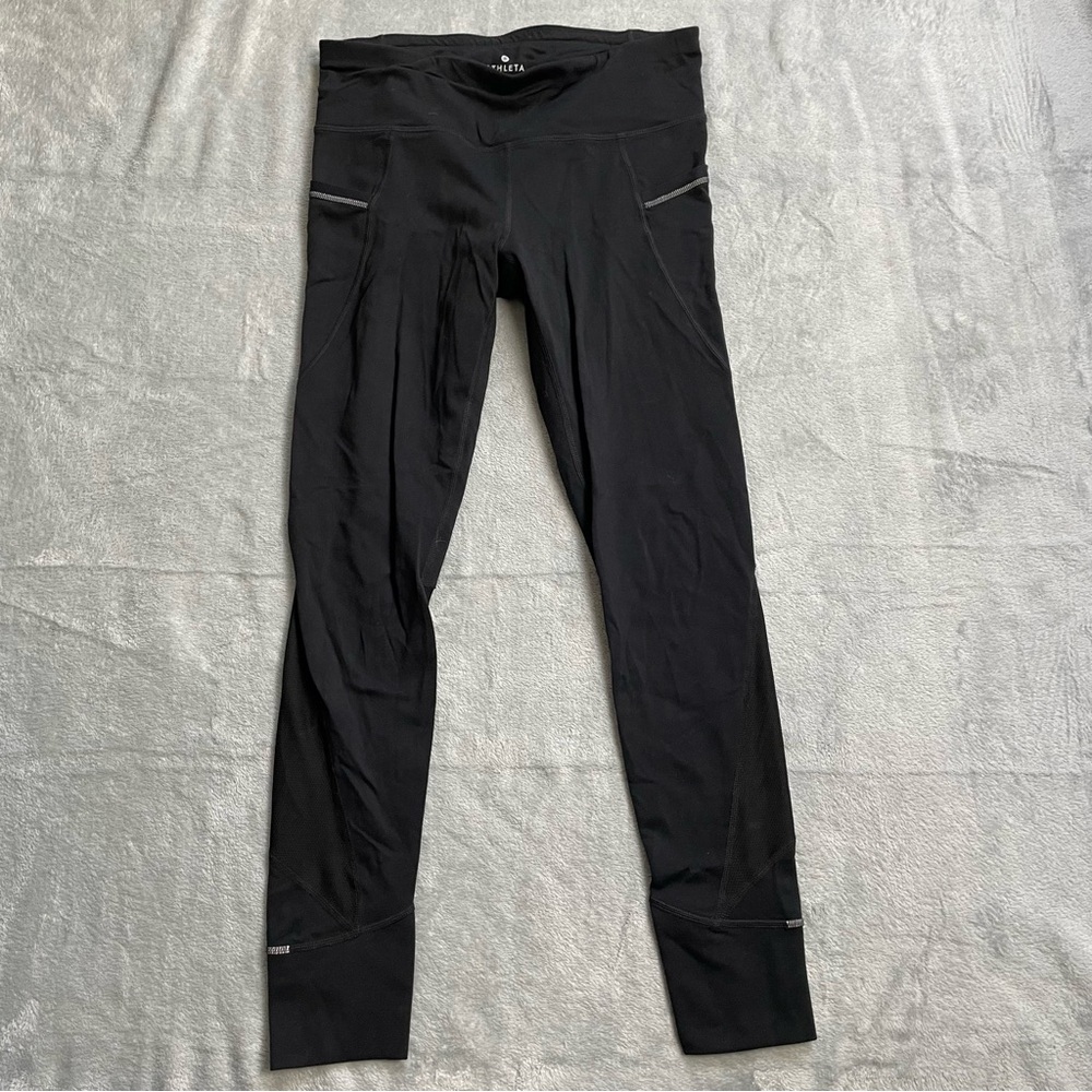 Athleta Leggings‎ Pants Small Womens Relay 2.0 Reflective Black Pockets Athletic